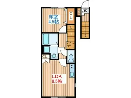 RS川内(1LDK/2階)の間取り写真