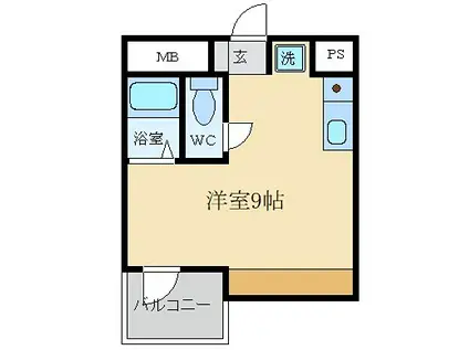 ベルトピア御殿山(ワンルーム/2階)の間取り写真