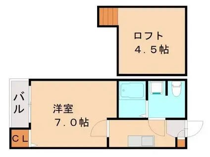 ベネフィスタウン井尻I(1K/2階)の間取り写真