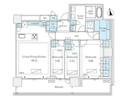 パークコート浜離宮ザタワー(3LDK/12階)の間取り写真