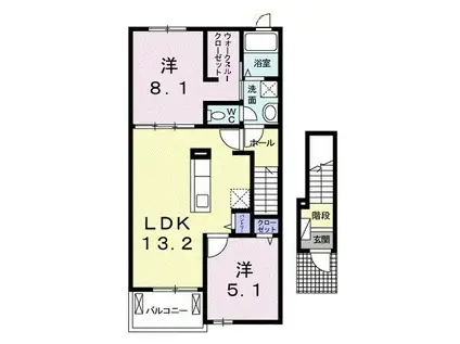 ルーベル太田D(2LDK/2階)の間取り写真