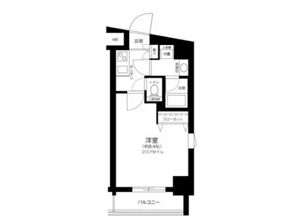 CALM.KOIWA ウエスト(1K/2階)の間取り写真