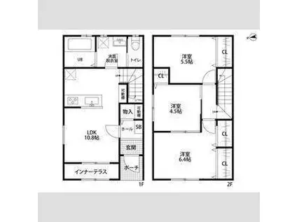 リーブルファイン黒野(3LDK/1階)の間取り写真