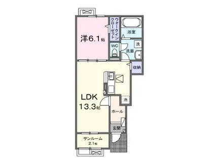 ウイステリア ガーデン(1LDK/1階)の間取り写真
