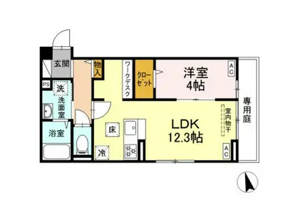 ディールーム和田II(1LDK/3階)の間取り写真