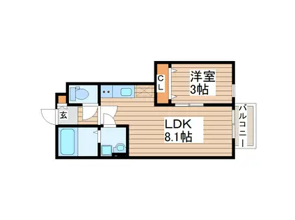 CASA TELA(1LDK/1階)の間取り写真