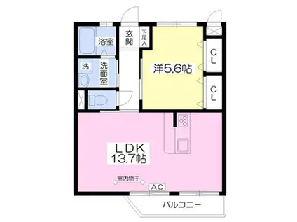 ラ バーセ(1LDK/2階)の間取り写真