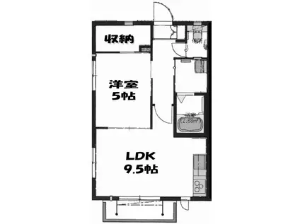 サザンハイツL(1LDK/1階)の間取り写真