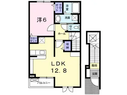 ウェリナII(1LDK/2階)の間取り写真