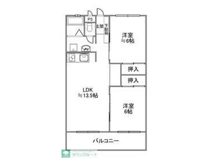 狭山台ハイコーポA棟(2LDK/4階)の間取り写真