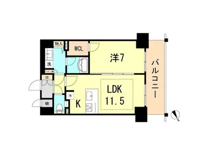 プレサンス THE神戸(1LDK/15階)の間取り写真