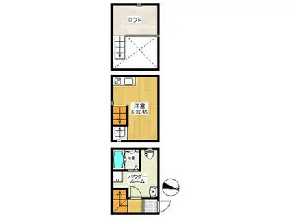 アースクエイク豊II(ワンルーム/1階)の間取り写真