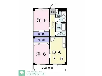 ベイシティ喜見塚(2DK/2階)の間取り写真