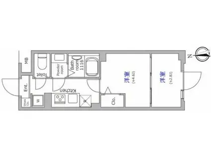 グローリオシェルト池袋本町(2K/3階)の間取り写真