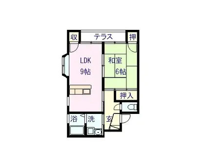 カクイハイツ(1LDK/1階)の間取り写真