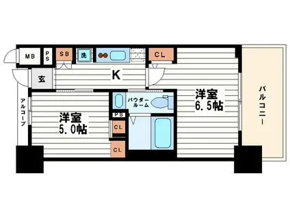 エステムプラザ心斎橋イースト IV ブランディア(2K/2階)の間取り写真