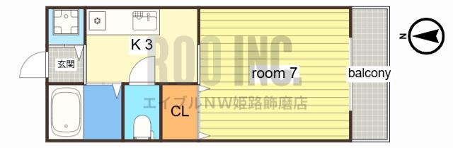 パセオ柿山伏(1K/1階)の間取り写真