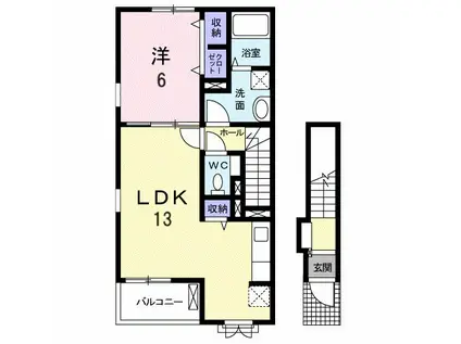 アーデント T(1LDK/2階)の間取り写真