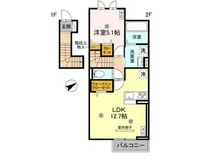 ANPOOL B棟(1LDK/2階)の間取り写真