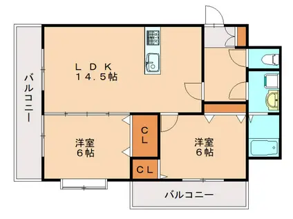 ETRANGE(2LDK/2階)の間取り写真