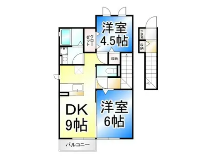 エスポワール吉田(2DK/2階)の間取り写真