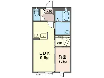 シャコンヌA棟(1LDK/2階)の間取り写真