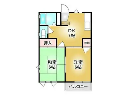 ベルクハイツII(2DK/1階)の間取り写真