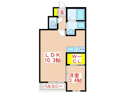 CLASS城西(1LDK/3階)の間取り写真