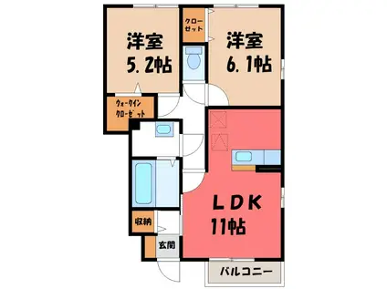 サンライトレジデンスII B(2LDK/1階)の間取り写真