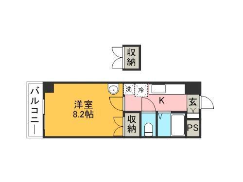 ロイヤル天神南(1K/7階)の間取り写真