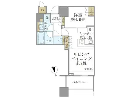 白金ザ・スカイ東棟(1LDK/17階)の間取り写真