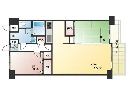 ダイアパレス西明石ステーションスクエア(2LDK/11階)の間取り写真