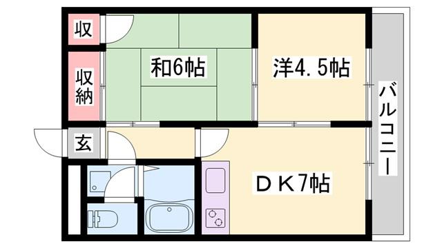 ベルトピア手柄I(2DK/2階)の間取り写真