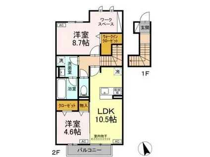 フロレゾンK&K(2LDK/2階)の間取り写真