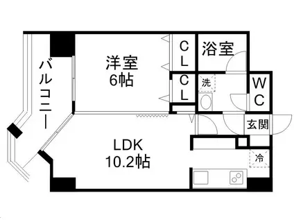 カルロ北目(1LDK/5階)の間取り写真