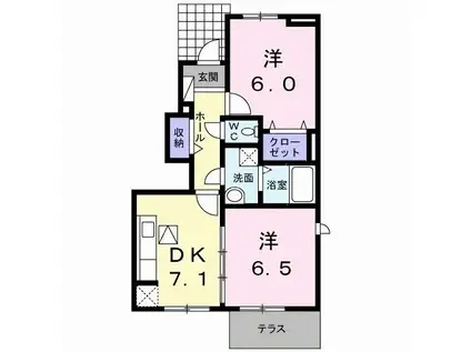 ベルメゾン B(2DK/1階)の間取り写真