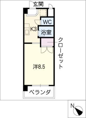 ジナ東海II(1K/3階)の間取り写真