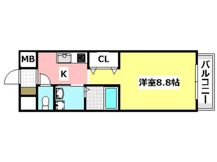 彩都シオン(1K/3階)の間取り写真