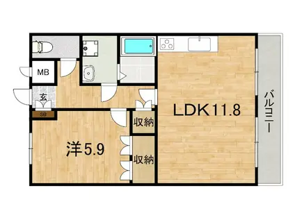 プラッツハイム(1LDK/2階)の間取り写真