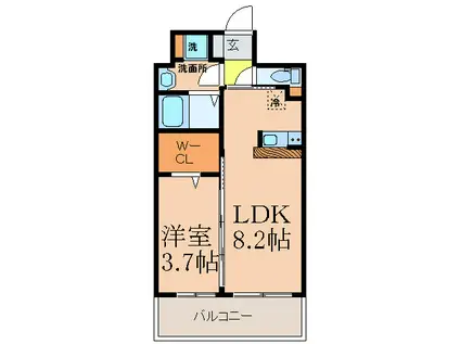 イルシオンS三国(1LDK/5階)の間取り写真