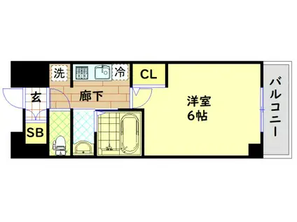 エステムコート難波ウエスト-SIDEVIグラッド(1K/2階)の間取り写真