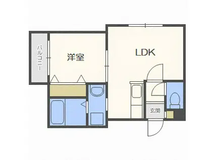 フォートレス福住(1LDK/4階)の間取り写真