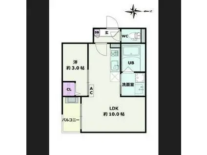 JACK KOMOTOHOMMACHI II(1LDK/3階)の間取り写真