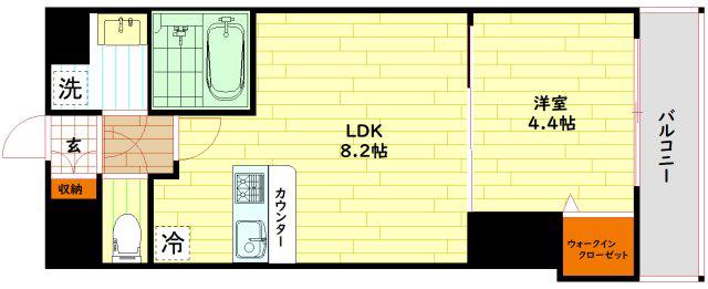 ALIVIS北梅田(1LDK/7階)の間取り写真
