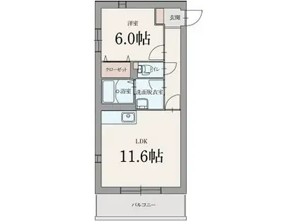 グランウッド(1LDK/4階)の間取り写真
