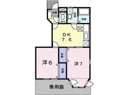 クレストール港(2DK/1階)の間取り写真