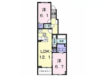 AZガーデン・ソレイユ(2LDK/1階)の間取り写真