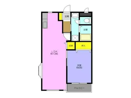 ジューンパレス(1LDK/2階)の間取り写真