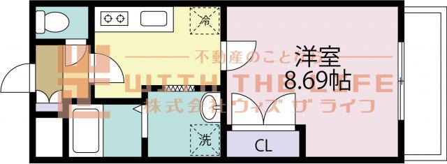 レ・クルール(1K/2階)の間取り写真