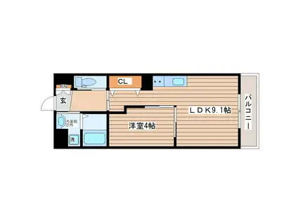 マンション シリウス(1LDK/2階)の間取り写真